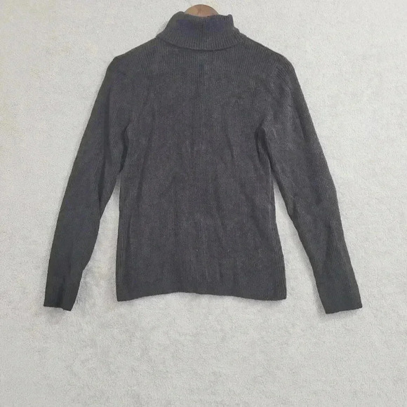 Talbots Womens Black Ribbed Turtleneck Sweater M Fleece Based Layer 4PT - Picture 2 of 7